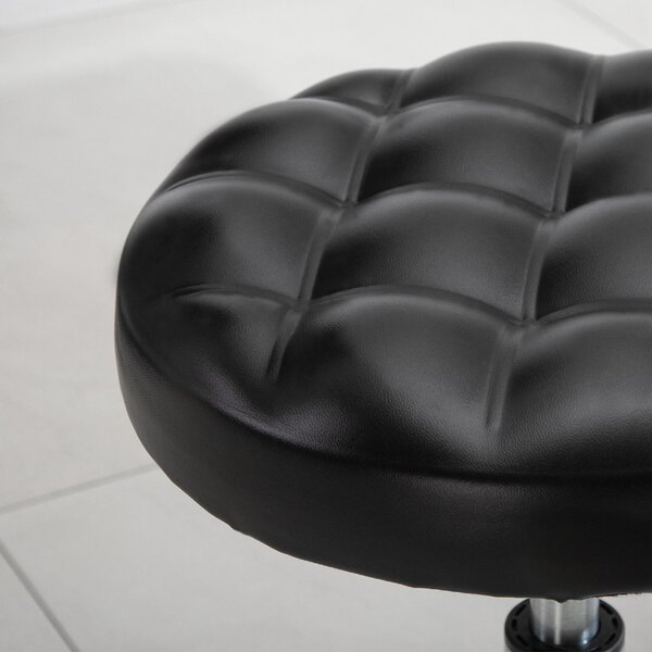 DecHome Sgabello con Ruote in Ecopelle colore Nero
