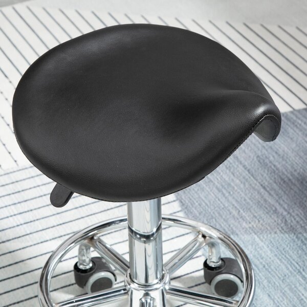 DecHome Sgabello con Ruote in Ecopelle colore Nero