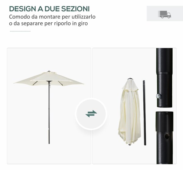 Outsunny Outusnny Ombrellone da Giardino 2x2m Rotondo con Palo Centrale in Alluminio, Beige|Aosom