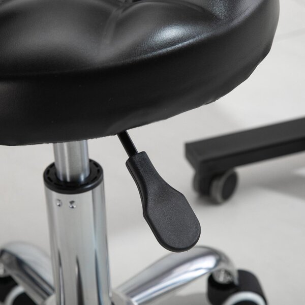 DecHome Sgabello con Ruote in Ecopelle colore Nero