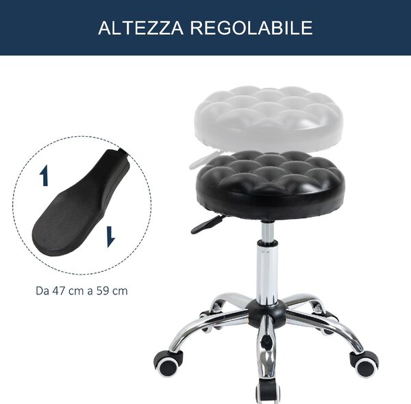DecHome Sgabello con Ruote in Ecopelle colore Nero