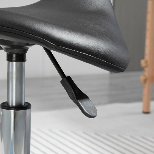 DecHome Sgabello con Ruote in Ecopelle colore Nero