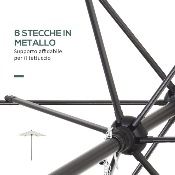 Outsunny Outusnny Ombrellone da Giardino 2x2m Rotondo con Palo Centrale in Alluminio, Beige|Aosom