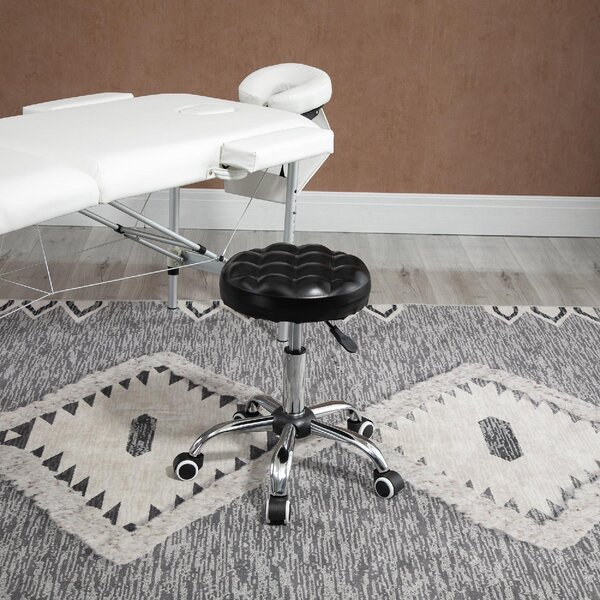 DecHome Sgabello con Ruote in Ecopelle colore Nero