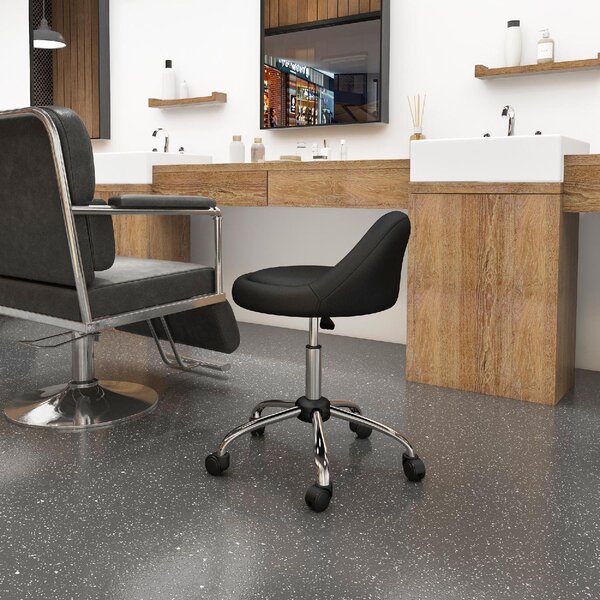 DecHome Sgabello con Ruote in Ecopelle colore Nero/Argento