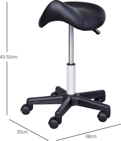 DecHome Sgabello con Ruote in Ecopelle colore Nero