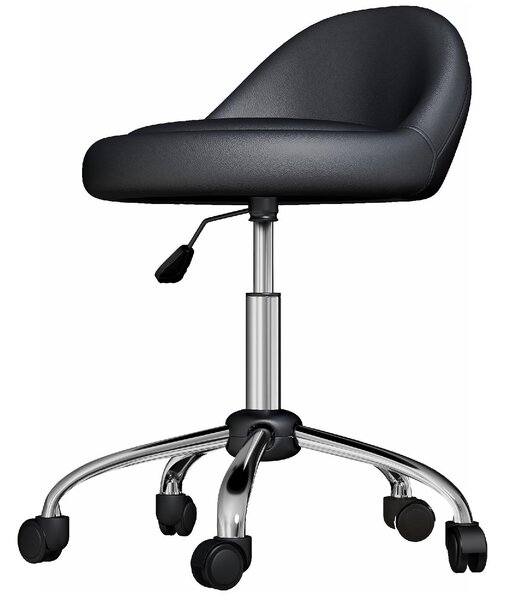 DecHome Sgabello con Ruote in Ecopelle colore Nero/Argento
