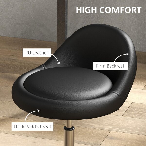 DecHome Sgabello con Ruote in Ecopelle colore Nero/Argento