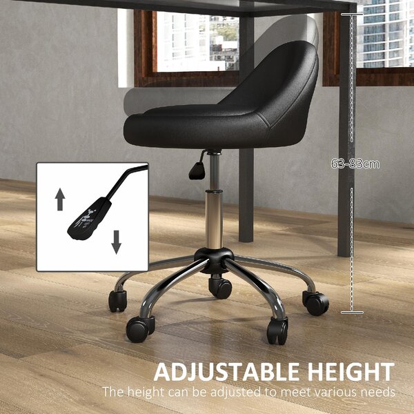 DecHome Sgabello con Ruote in Ecopelle colore Nero/Argento