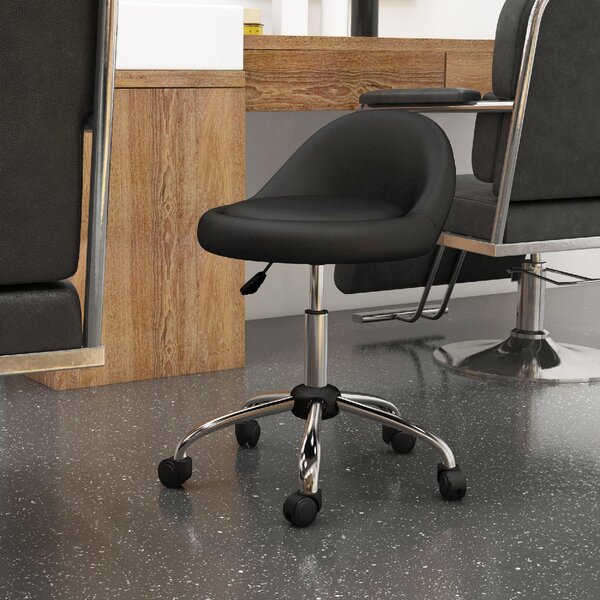 DecHome Sgabello con Ruote in Ecopelle colore Nero/Argento