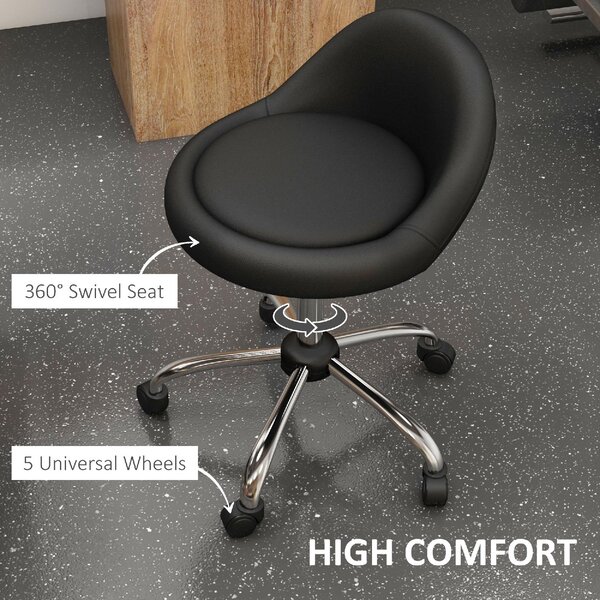DecHome Sgabello con Ruote in Ecopelle colore Nero/Argento