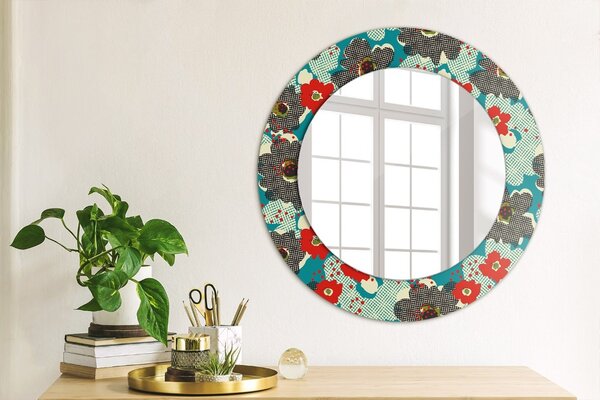 Specchio rotondo stampato Modello di fiori retrò fi 50 cm