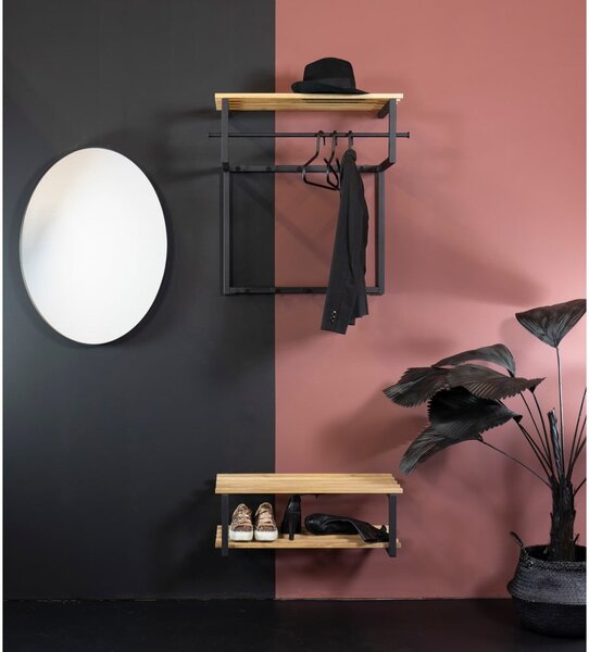 Attaccapanni da parete nero/di colore naturale in metallo con scaffale 76 cm Rizzoli – Spinder Design