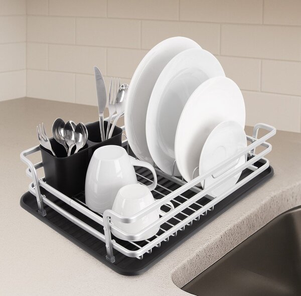 Scolapiatti bianco e nero in metallo 43x32 cm Deluxe – Orion