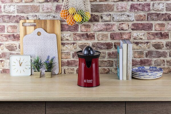 Russell Hobbs Spremiagrumi con Rotazione a Pressione bi-direzionale 60 W in Acciaio Inox colore Rosso - 26010-56