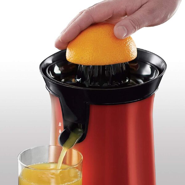 Russell Hobbs Spremiagrumi con Rotazione a Pressione bi-direzionale 60 W in Acciaio Inox colore Rosso - 26010-56