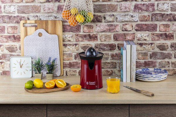 Russell Hobbs Spremiagrumi con Rotazione a Pressione bi-direzionale 60 W in Acciaio Inox colore Rosso - 26010-56
