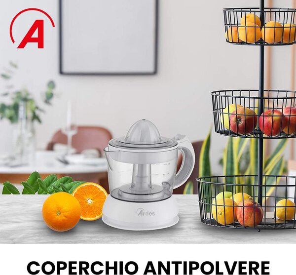 Ardes Spremiagrumi Elettrico Capacit 0.75 Litri Potenza 25 Watt con Coperchio colore Bianco - ARSPRE02