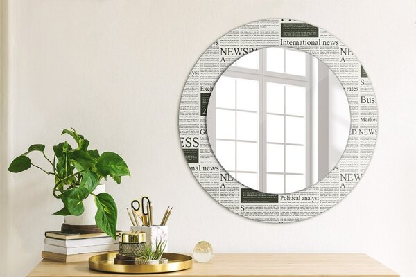 Specchio rotondo cornice con stampa Modello dai giornali fi 50 cm