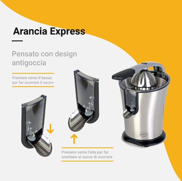 R.G.V. Spremiagrumi elettrico Potenza 120 Watt colore Acciaio inossidabile - Arancia Express