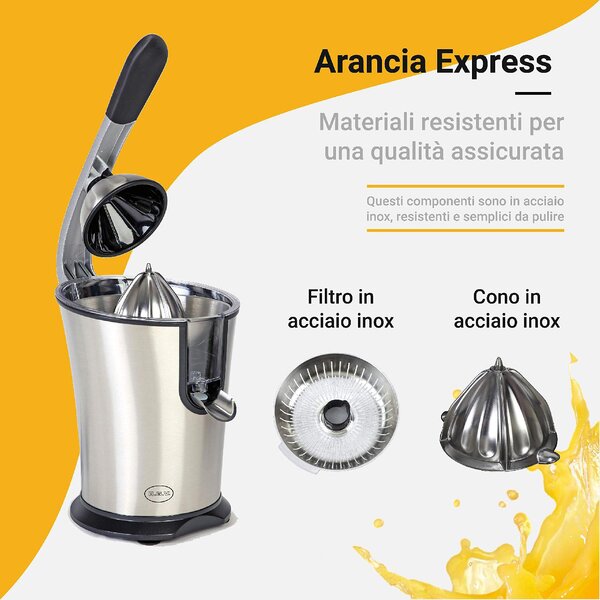R.G.V. Spremiagrumi elettrico Potenza 120 Watt colore Acciaio inossidabile - Arancia Express