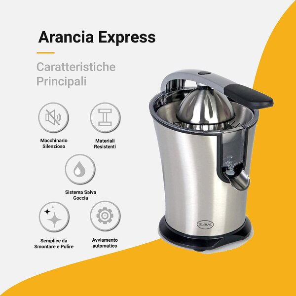 R.G.V. Spremiagrumi elettrico Potenza 120 Watt colore Acciaio inossidabile - Arancia Express