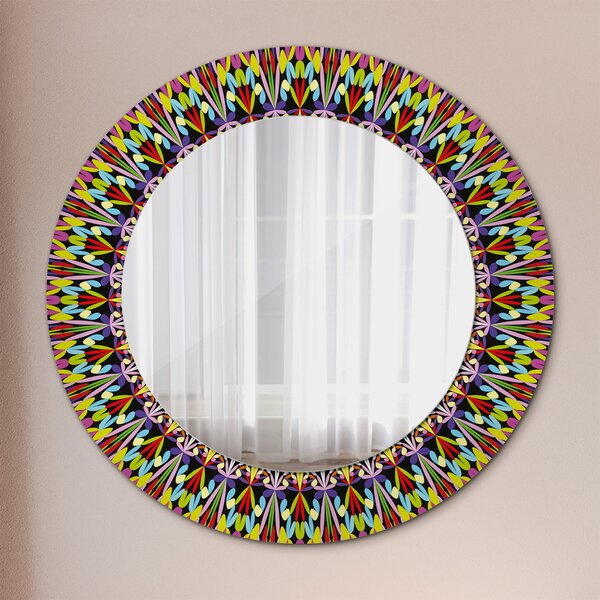 Specchio rotondo stampato Pattern di mandala psichedelica fi 50 cm