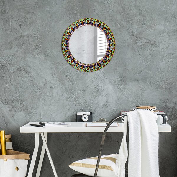 Specchio rotondo stampato Pattern di mandala psichedelica fi 50 cm
