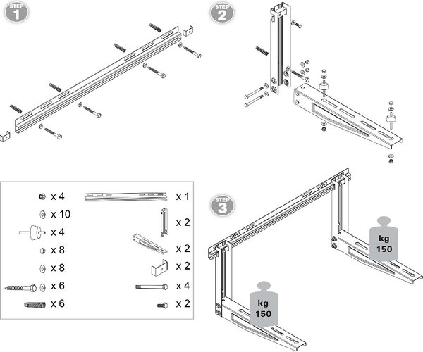Fischer Staffa a Muro per Unit Esterna Climatizzatore Monosplit 24000 Btu, Quadri Split e Penta Split - 534124 KLIMA HEAVY