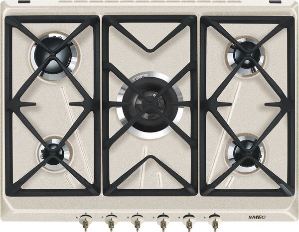 Smeg SRV876AVOGH2 Piano Cottura 5 Fuochi a Gas 70 cm colore Avena
