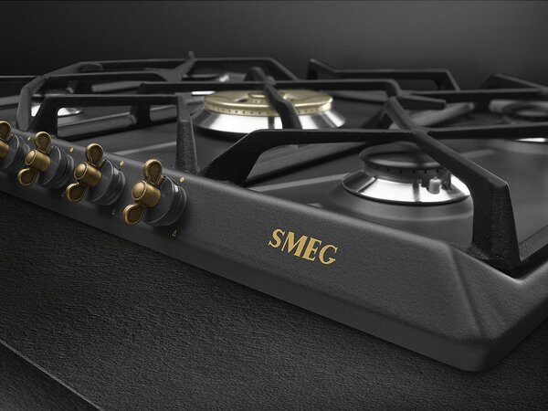 Smeg SRV876AOGH Piano Cottura 5 Fuochi a Gas 68,5 cm colore Nero