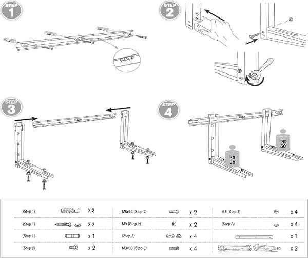 Fischer Staffa a Muro per Unit esterna condizionatore fino a 18000 btu - 524500 KLIMA KLIK 465