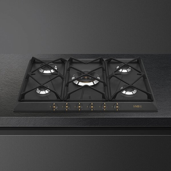 Smeg SRV876AOGH Piano Cottura 5 Fuochi a Gas 68,5 cm colore Nero