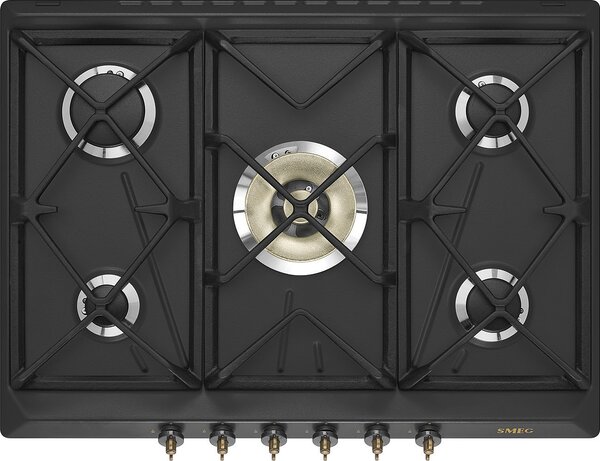 Smeg SRV876AOGH Piano Cottura 5 Fuochi a Gas 68,5 cm colore Nero