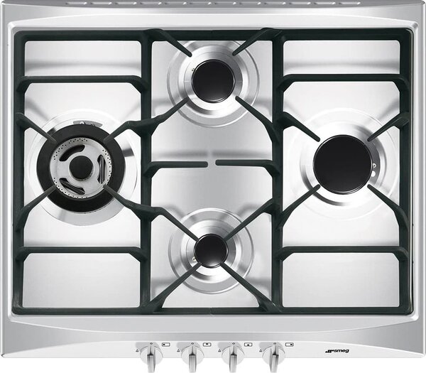 Smeg SR264XGH2 Piano Cottura 4 Fuochi a Gas 60 cm Accensione elettronica colore Inox