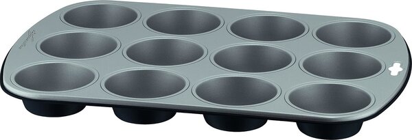 LAGOSTINA Stampo per Dolci Muffin Antiaderente 12 Posti 24 x 24 cm colore Grigio - Gustosa
