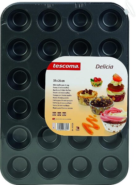Tescoma Stampo per Dolci Mini Muffin Antiaderente 24 Posti 38 x 26 cm colore Nero - Delicia