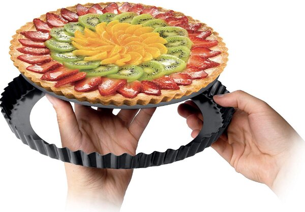 Tescoma Stampo per Dolci Crostata Antiaderente con Fondo Rimovibile 28 cm colore Grigio - Delicia