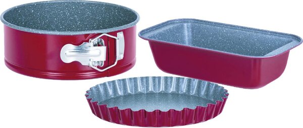 Aeternum Stampo per Dolci Torta Plumcake e Crostata Set 3 Pezzi 26 - 25 - 28 cm colore Rosso - Kit Pasticceria