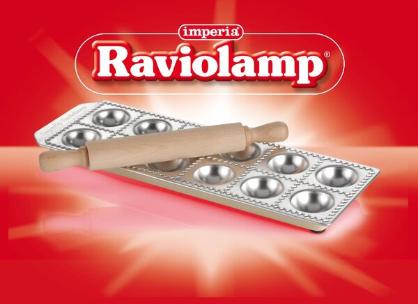 Imperia Stampo per Dolci Ravioli in Alluminio 12 Posti con Mattarello colore Argento - Raviolamp 310
