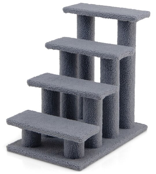 Costway Albero di gatto per graffiare in truciolare, Albero rampicante per gatti 60,5cm Grigio