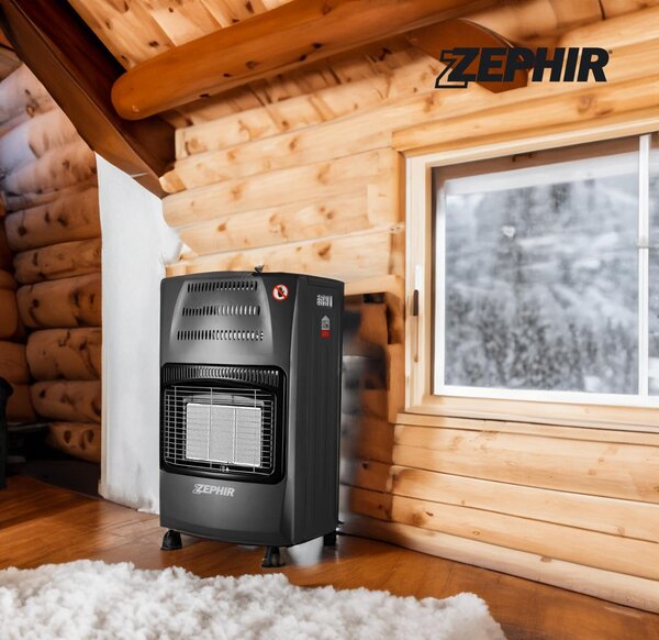 Zephir Stufa a Gas per Bombola GPL Infrarossi 4,2 kW da Interno colore Nero - ZGS41200