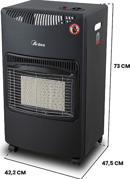 Ardes Stufa a Gas per Bombola GPL Infrarossi Portatile Potenza 4.2 kW colore Nero - AR382 Chalor Plus