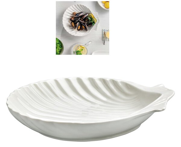 Conchiglia in porcellana alluminica al 30 % MIAMI 30x20xh5 cm lavabile in lavastoviglie, ideale per la ristorazione anti sbeccatura