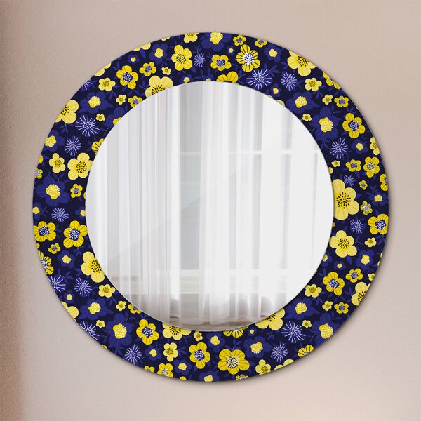 Specchio rotondo stampato Dolci fiori piccoli fi 50 cm