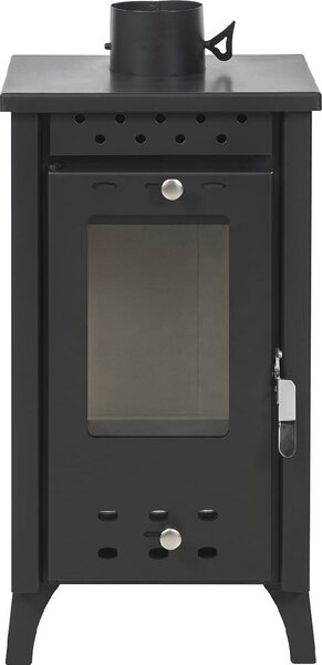 Divina Fire Stufa a Legna in Acciaio Potenza 7,7 kW Volume Riscaldabile 200 m3 33x38,5x74h cm colore Nero - SY097DF17 Matilde