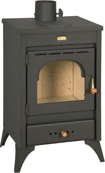 GODINO Stufa a Legna in Acciaio e Ghisa Potenza 9,5 kW Volume Riscaldabile 220 m3 colore Nero Opaco - Kir