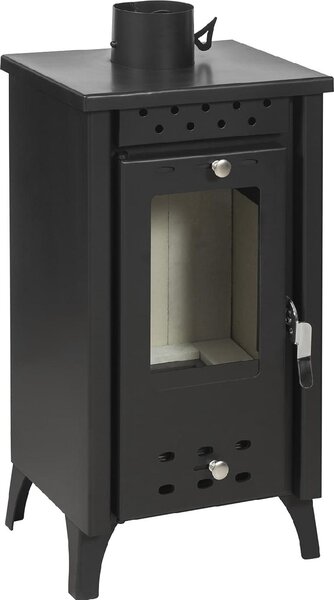 Divina Fire Stufa a Legna in Acciaio Potenza 7,7 kW Volume Riscaldabile 200 m3 33x38,5x74h cm colore Nero - SY097DF17 Matilde