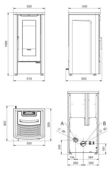 La Nordica-Extraflame Stufa a Pellet Ventilata 10 kW Capacit Serbatoio 27 Kg Volume Riscaldabile 287 m3 colore Bordeaux - 1285500 Dahiana VFS