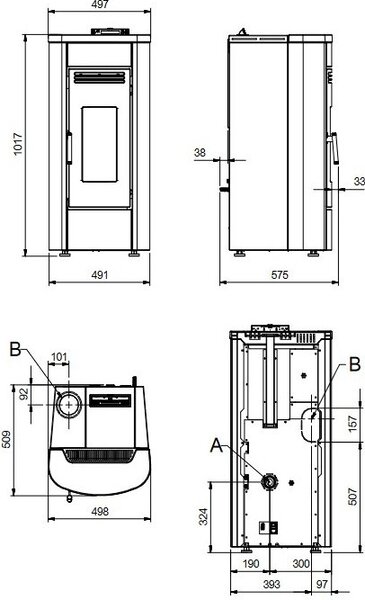 La Nordica-Extraflame Stufa a Pellet Ventilata 8 kW Capacit serbatoio 15 Kg Volume Riscaldabile 230 m colore Nero - Klaudia - 1289901